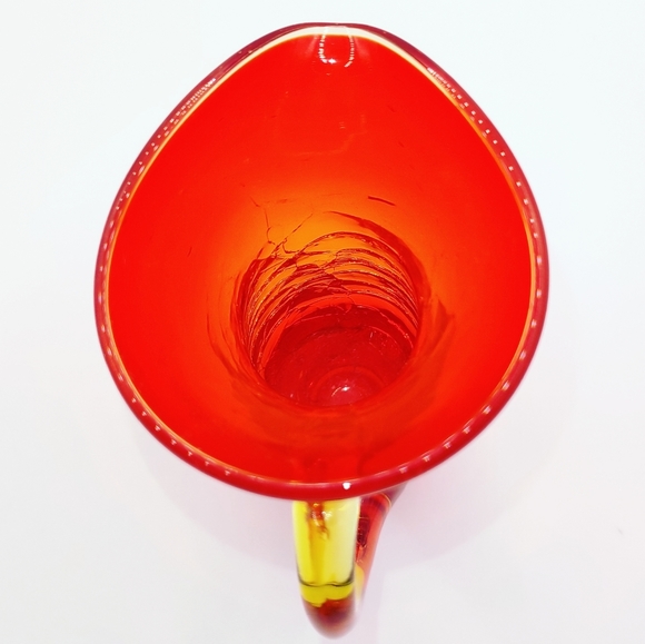 Vintage Kanawha Amberina Small Crackled Glass Pitcher With Cadmium It Glows - Picture 5 of 13